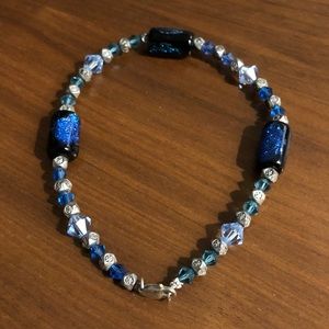 Lovely sparkly blue handmade beaded bracelet